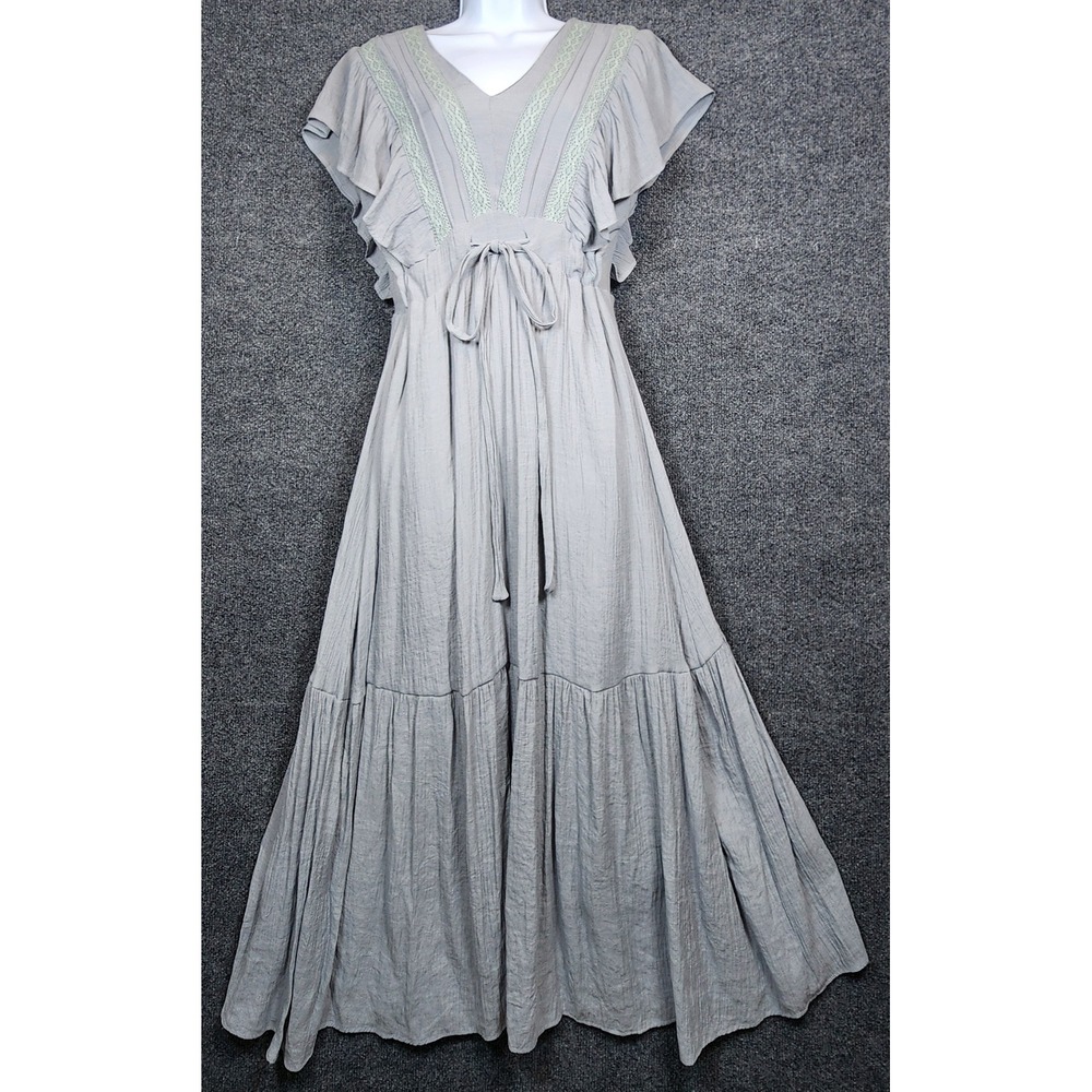 Polagram Women Maxi Dress Size M Boho Cottagecore Prairie Peasant